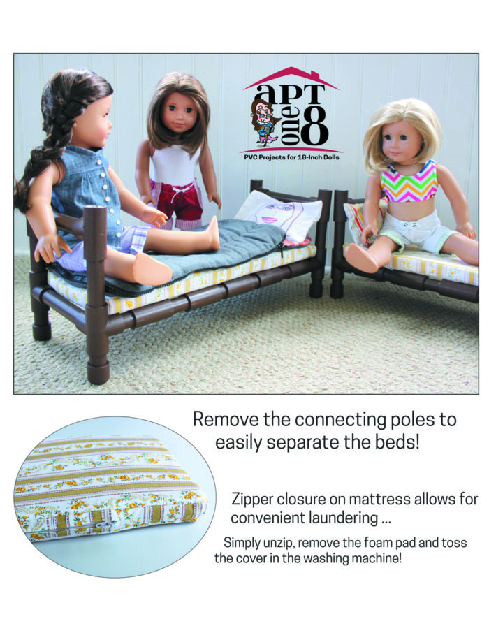 PVC Convertible Bunk Bed plans for 18-inch dolls such as American Girl™