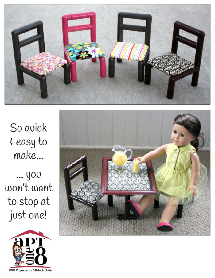 No-Sew Side Chair PVC pattern for 18-inch dolls such as American Girl™