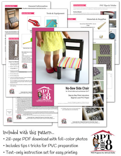 No-Sew Side Chair PVC pattern for 18-inch dolls such as American Girl™