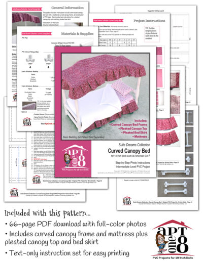 Suite Dreams Collection: Curved Canopy Bed PVC pattern for 18-inch dolls such as American Girl™
