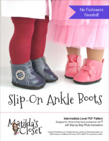 Slip-On Ankle Boots sewing pattern for 18-inch dolls such as American Girl™