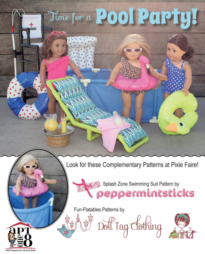 Pool Party Collection: Chaise Lounge Chair PVC pattern for 18-inch dolls such as American Girl™