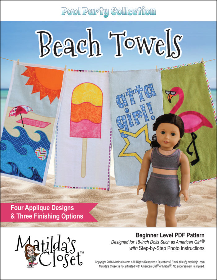 Appliqued Beach Towel Pattern for 18-inch dolls