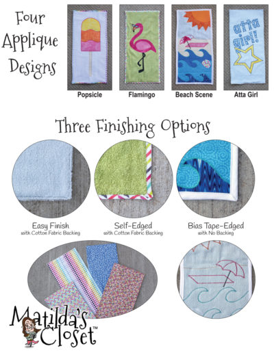 Free applique beach towel sewing pattern for 18-inch dolls such as American Girl™