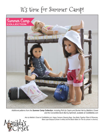 Summer Camp Collection: Ruffle & Tumble Romper sewing pattern for 18-inch dolls such as American Girl™ and 14.5-inch dolls such as WellieWishers™