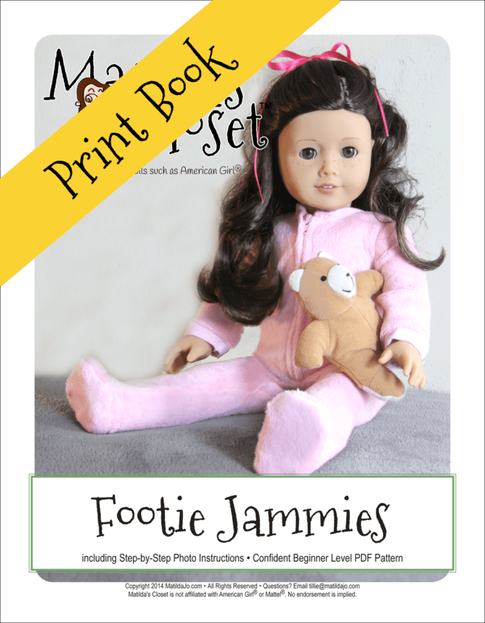 Footie Jammies Doll Sewing pattern for 18-inch dolls such as American Girl™