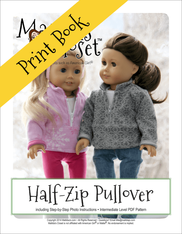 Half-Zip Pullover Sewing Pattern for 18-inch dolls
