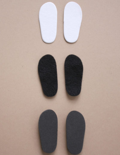 Die-cut soles to make shoes to fit 14.5-inch dolls such as WellieWishers™