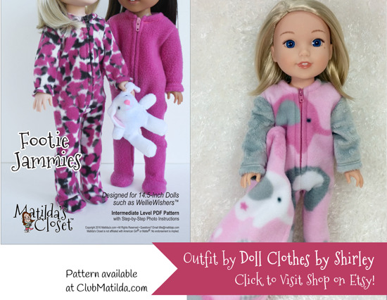 Doll clothing made using Matilda's Closet pattern