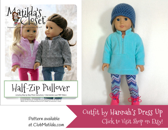 Doll clothing made using Matilda's Closet pattern