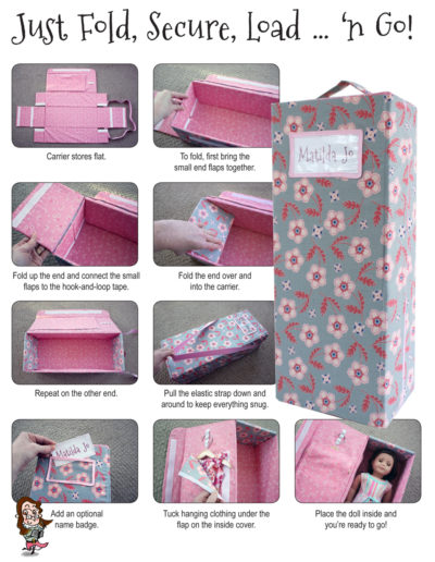 Fold 'n Go Doll Carrier sewing pattern for 18-inch dolls