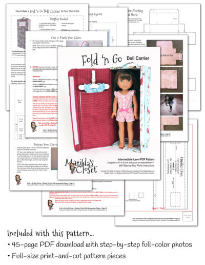 Fold 'n Go Doll Carrier sewing pattern for 14.50 inch dolls
