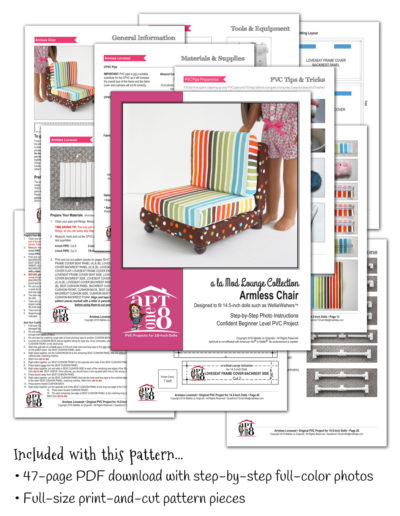 a la Mod Lounge Collection - PVC furniture patterns for dolls such as WellieWishers™ and American Girl™
