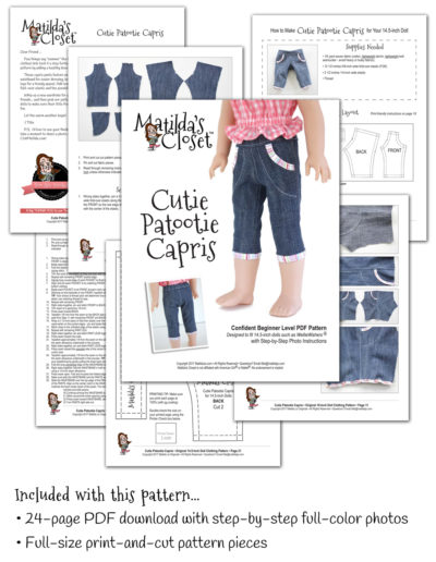 Cutie Patootie Capris sewing pattern for 14.5-inch dolls such as WellieWishers™