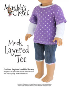 Mock Layered Tee sewing pattern for 18-inch dolls such as American Girl™