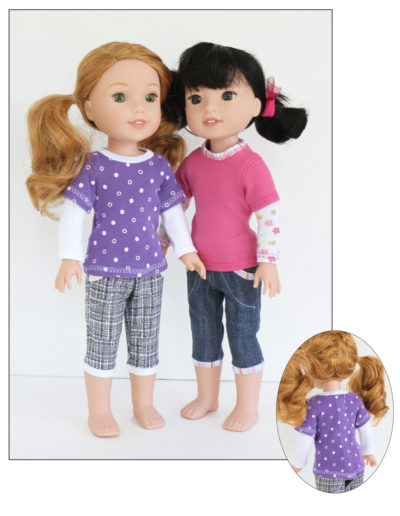 Mock Layered Tee sewing pattern for 14.5-inch dolls such as WellieWishers