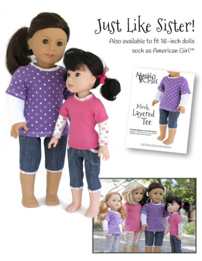 Mock Layered Tee sewing pattern for 14.5-inch dolls such as WellieWishers