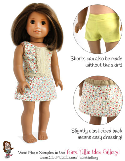 Simple Skort sewing pattern designed to fit 18-inch girls such as American Girl™