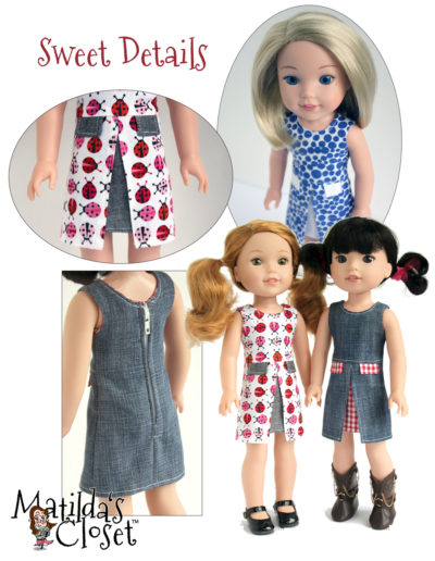 Inspired By Zooey Dress sewing pattern designed to fit 14.5-inch dolls such as WellieWishers™
