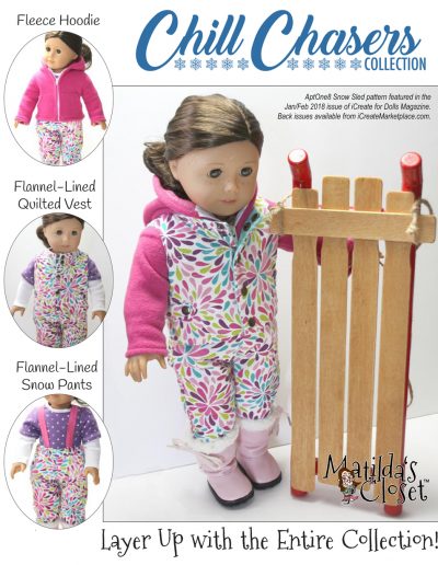 Reversible layering vest doll sewing pattern for 18-inch dolls such as American Girl™